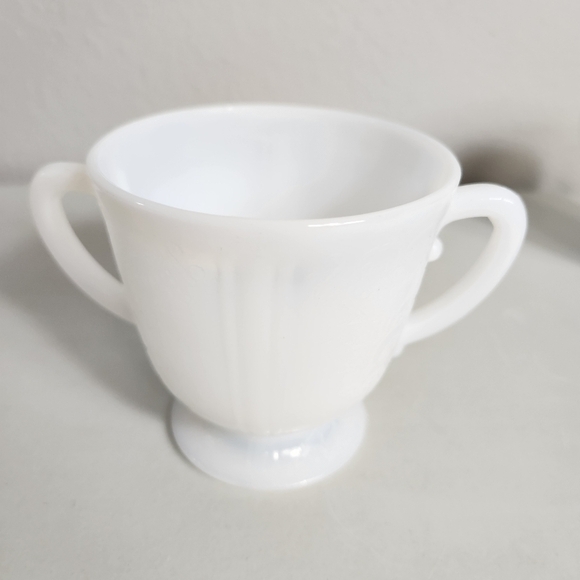 Vintage Macbeth Evans Monax Depression White Milk Glass Cream And Sugar Set - Picture 6 of 13